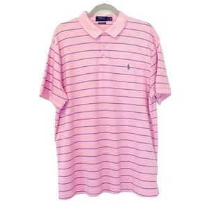 Y2K Polo Ralph Lauren Pink Polo/Blue Stripes Custom Slim Fit Sz. XL